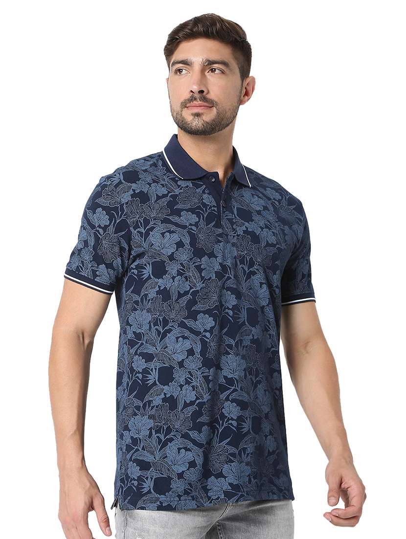 polo neck floral printed t-shirt - 19127621 - Standard Image - 1