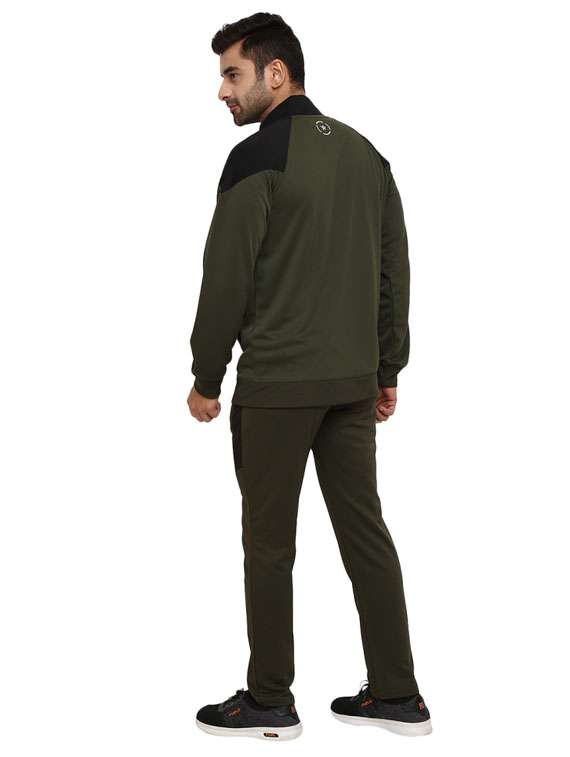 bottle green solid full length track suit - 19128412 -  Standard Image - 1