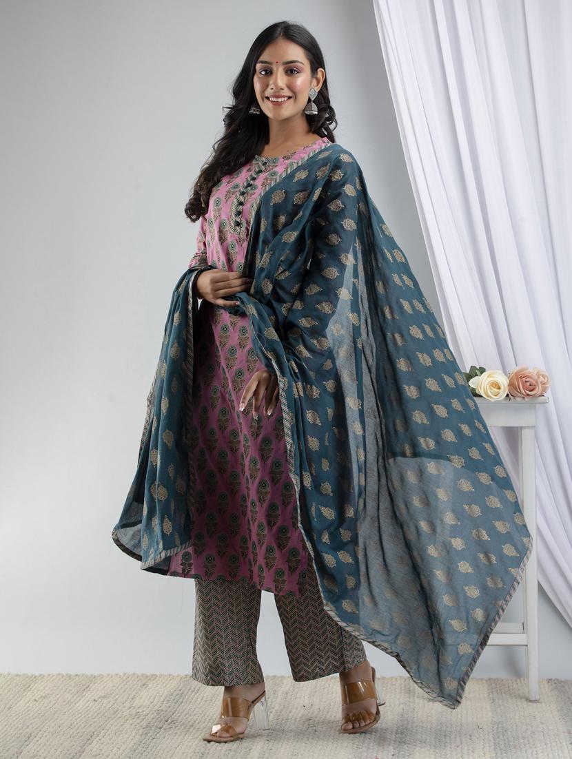 multi colored printed kurta salwar set - 19129010 - Standard Image - 1