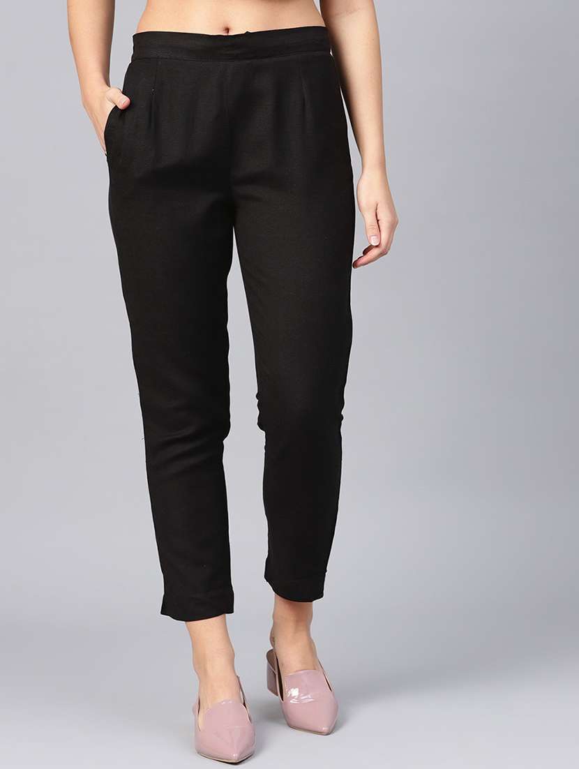 women solid cigarette pant - 19129033 -  Zoom Image - 0