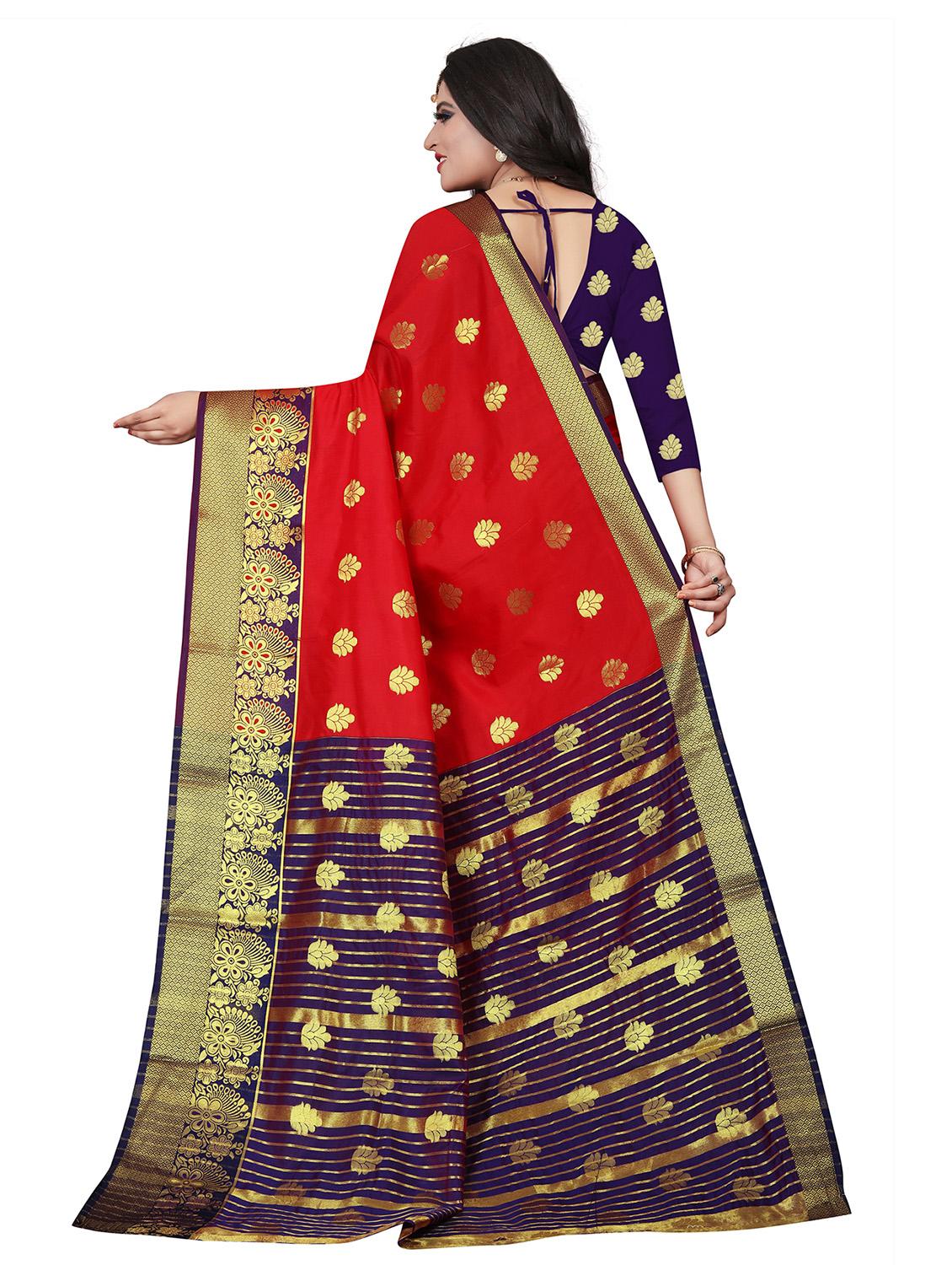 self design zari work woven saree with blouse - 19129106 - Standard Image - 1