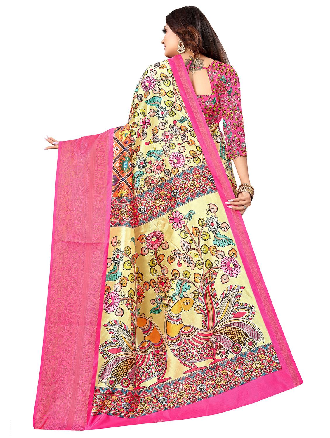 floral printed saree with blouse - 19129142 - Standard Image - 1