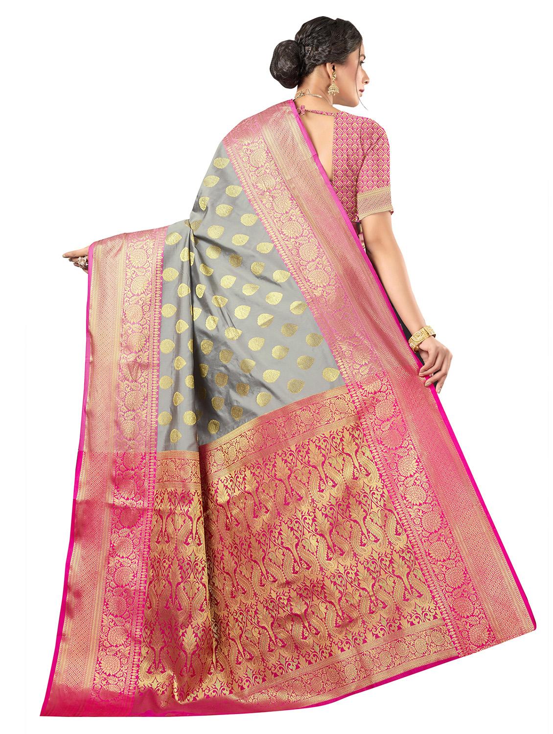 self design zari work woven saree with blouse - 19129159 - Standard Image - 1