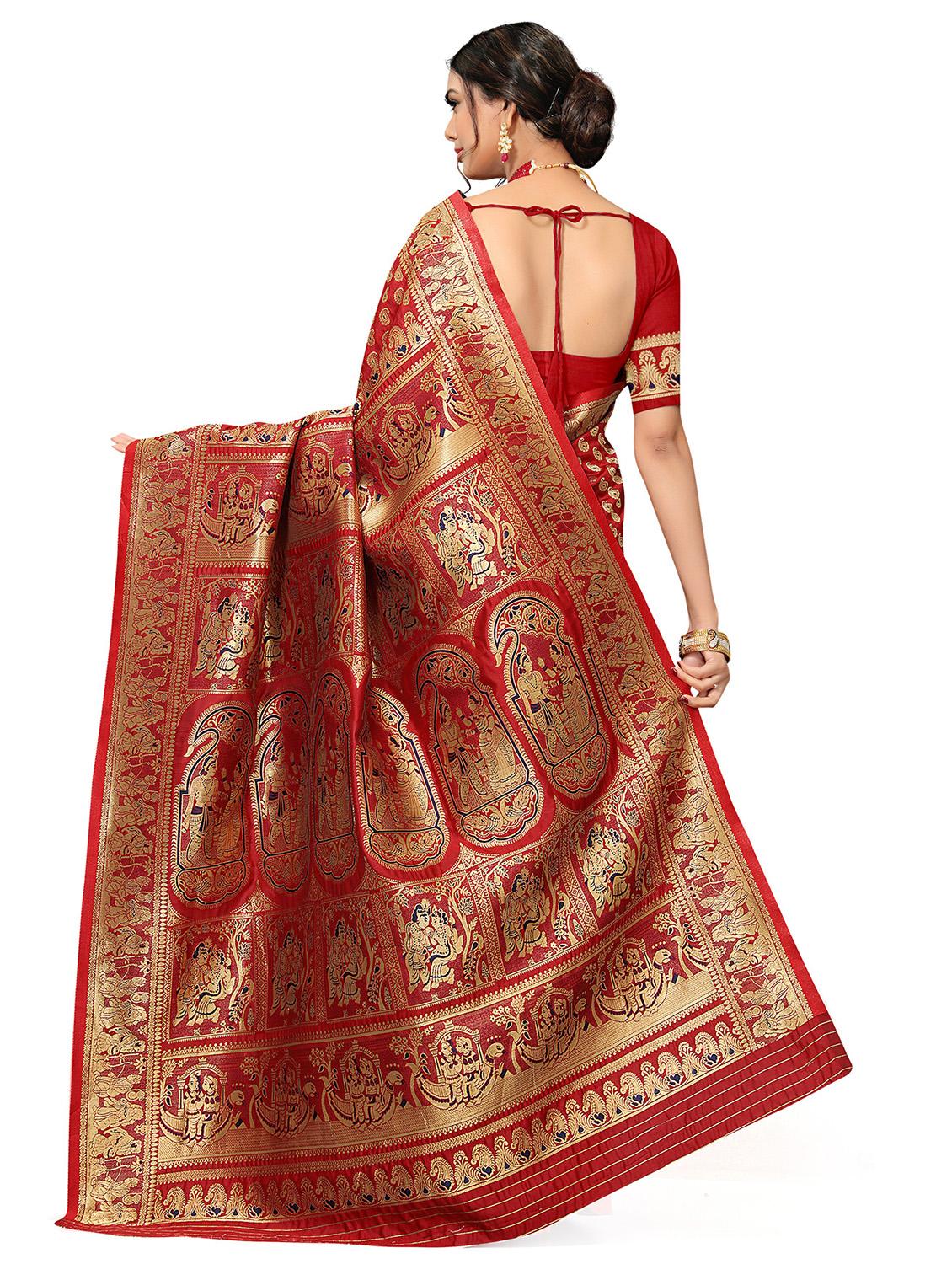 self design zari work woven saree with blouse - 19129163 - Standard Image - 1