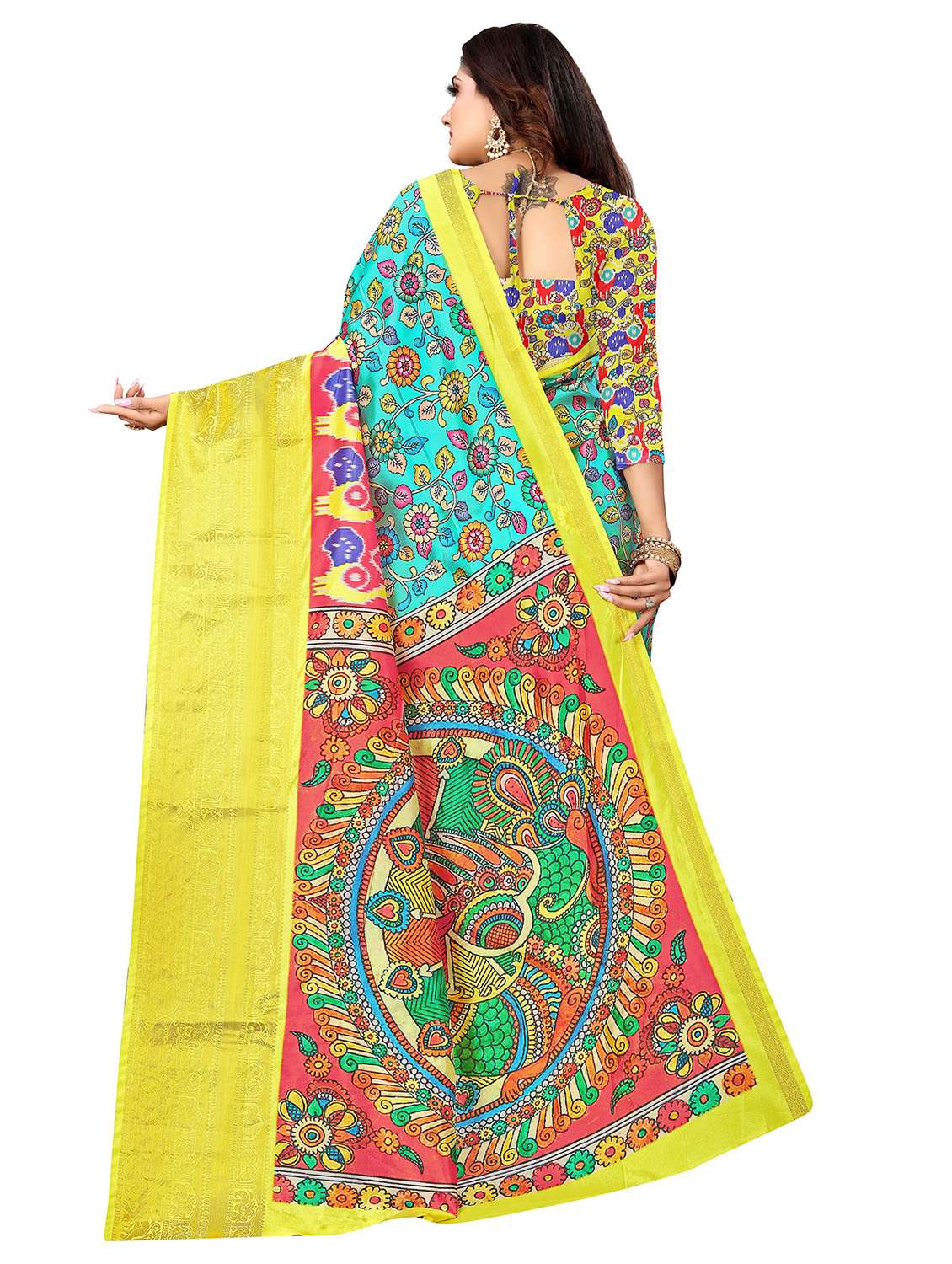 floral printed saree with blouse - 19129165 - Standard Image - 1