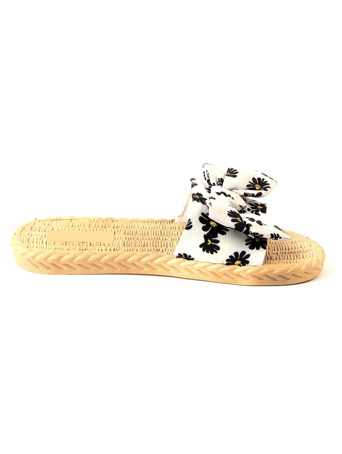 white fabric slip on sandals - 19129282 - Standard Image - 1
