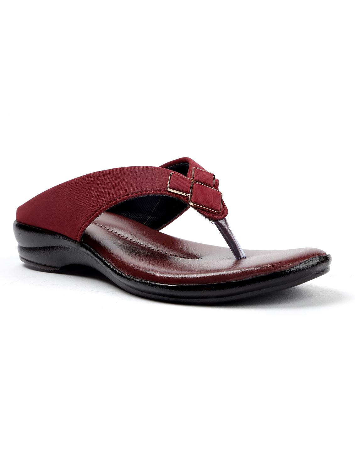 maroon solid slip on sandals - 19129362 -  Standard Image - 1
