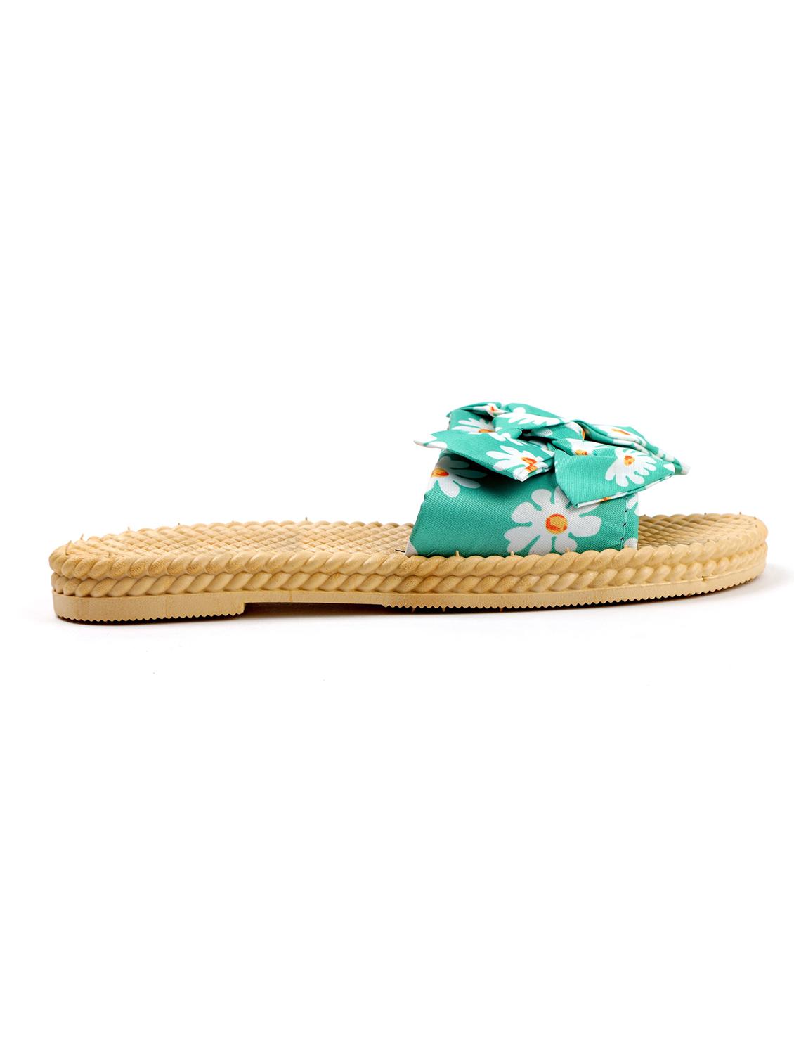 green fabric slip on sandals - 19129367 -  Standard Image - 1
