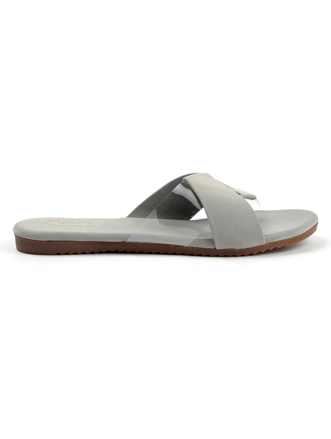 grey synthetic slip on sandals - 19129384 -  Standard Image - 1