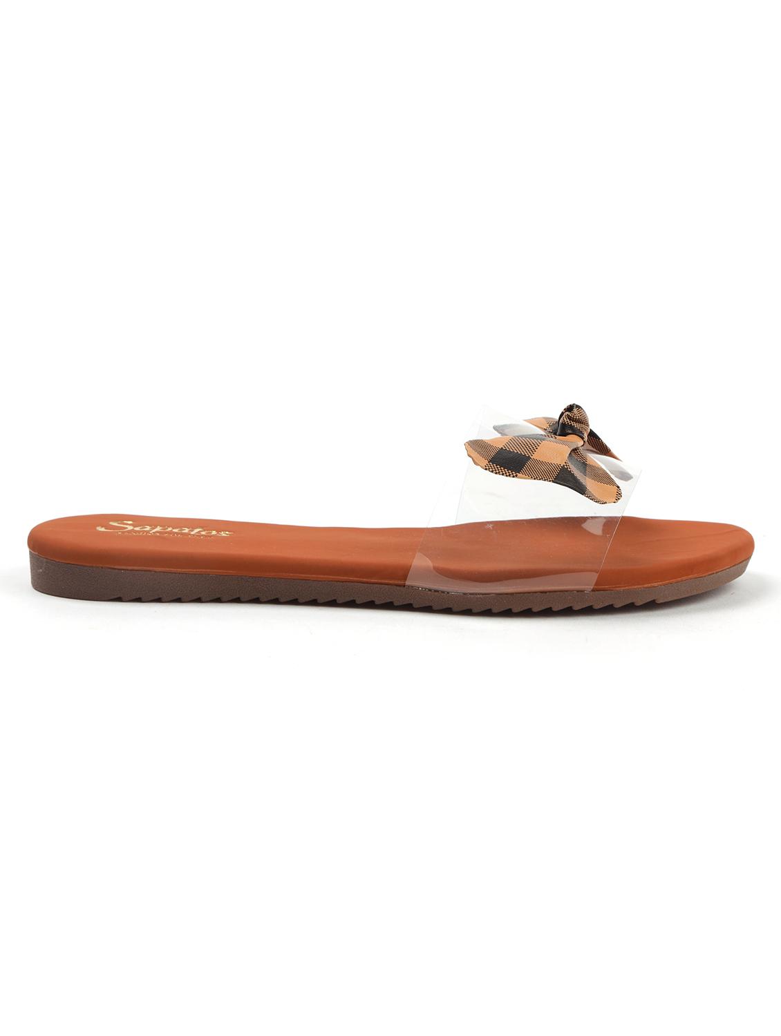 tan synthetic slip on sandals - 19129397 - Standard Image - 1