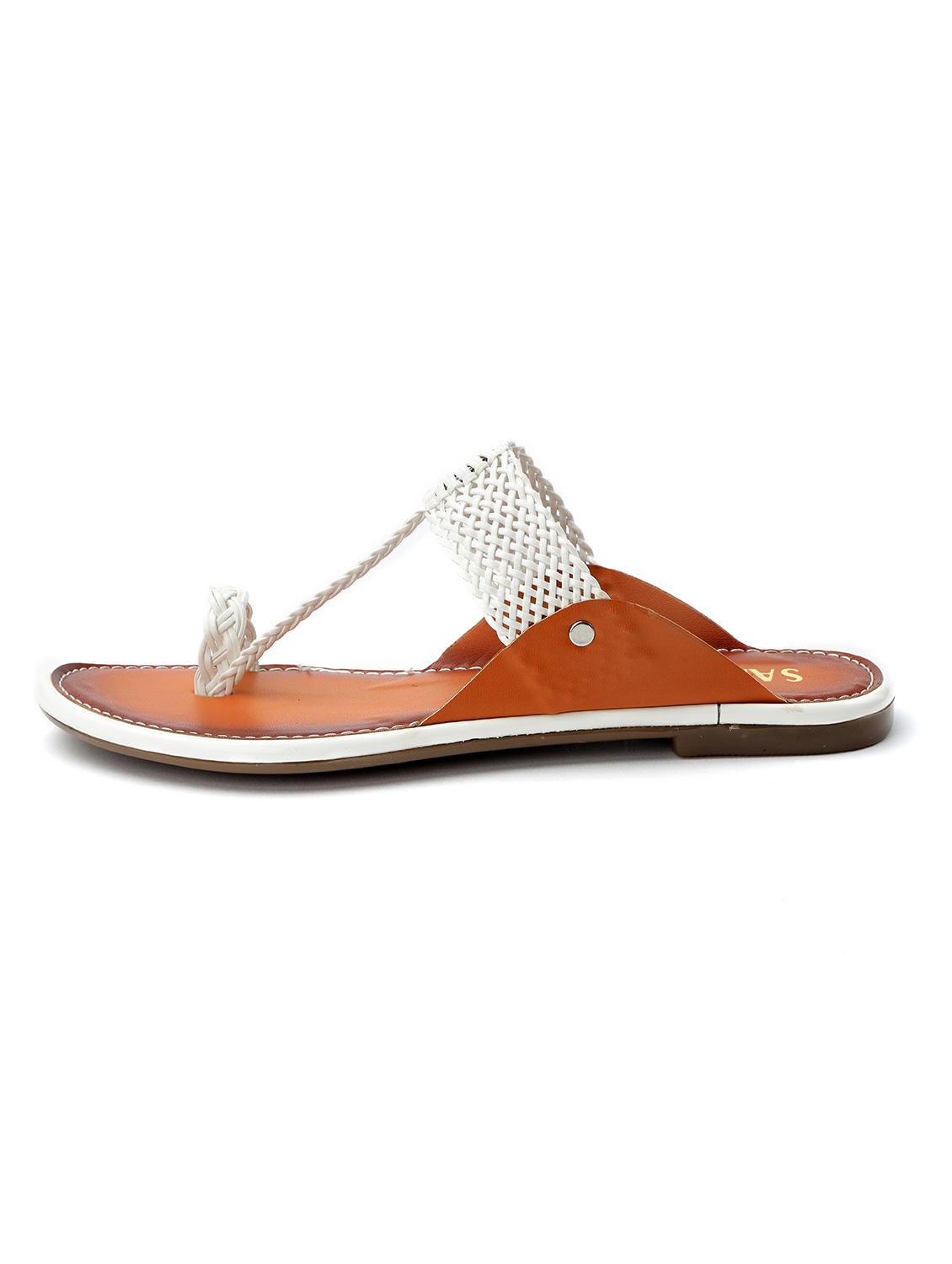 white synthetic ethnic sandals - 19129402 -  Standard Image - 1