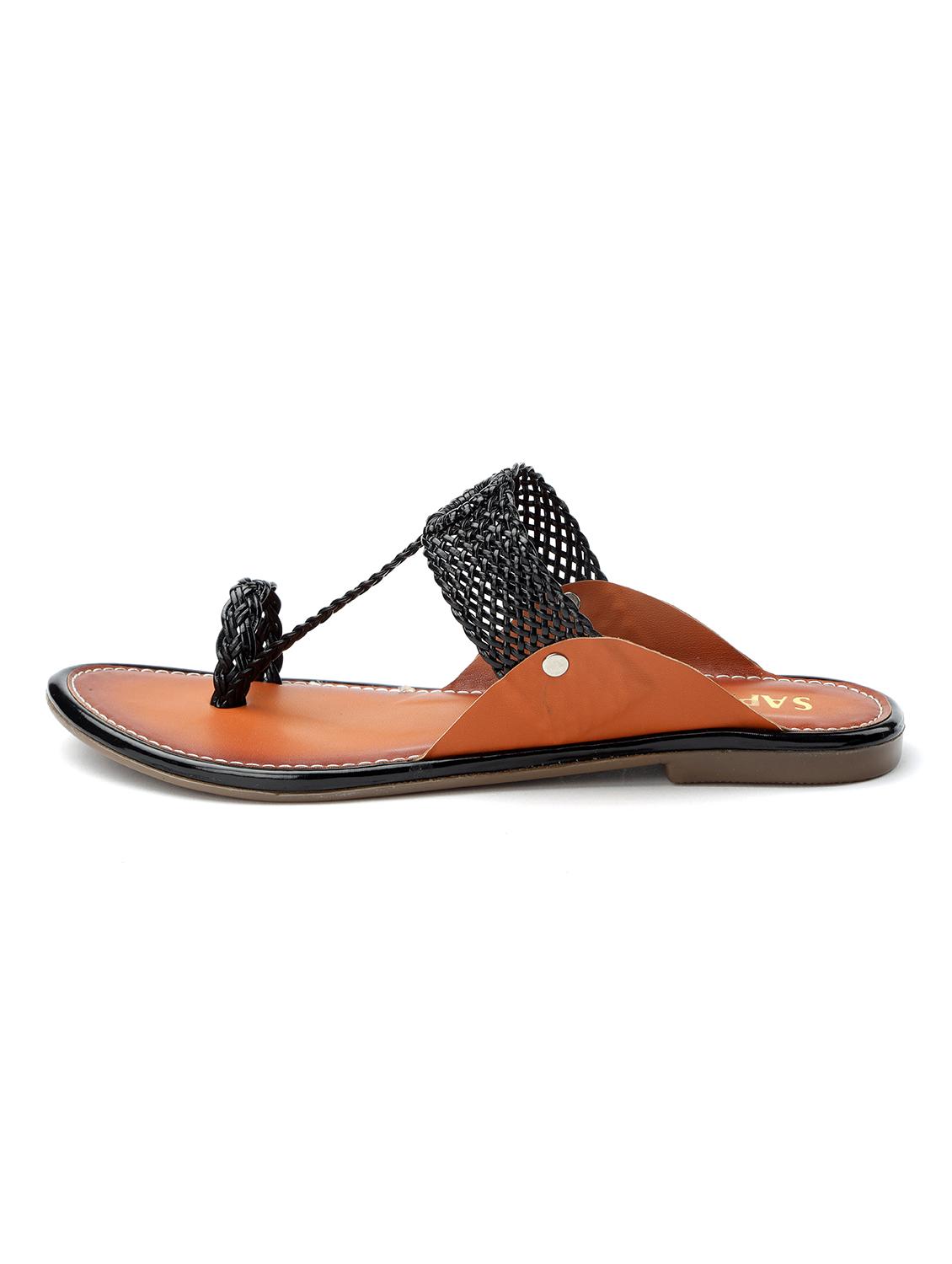 black synthetic ethnic sandals - 19129403 -  Standard Image - 1