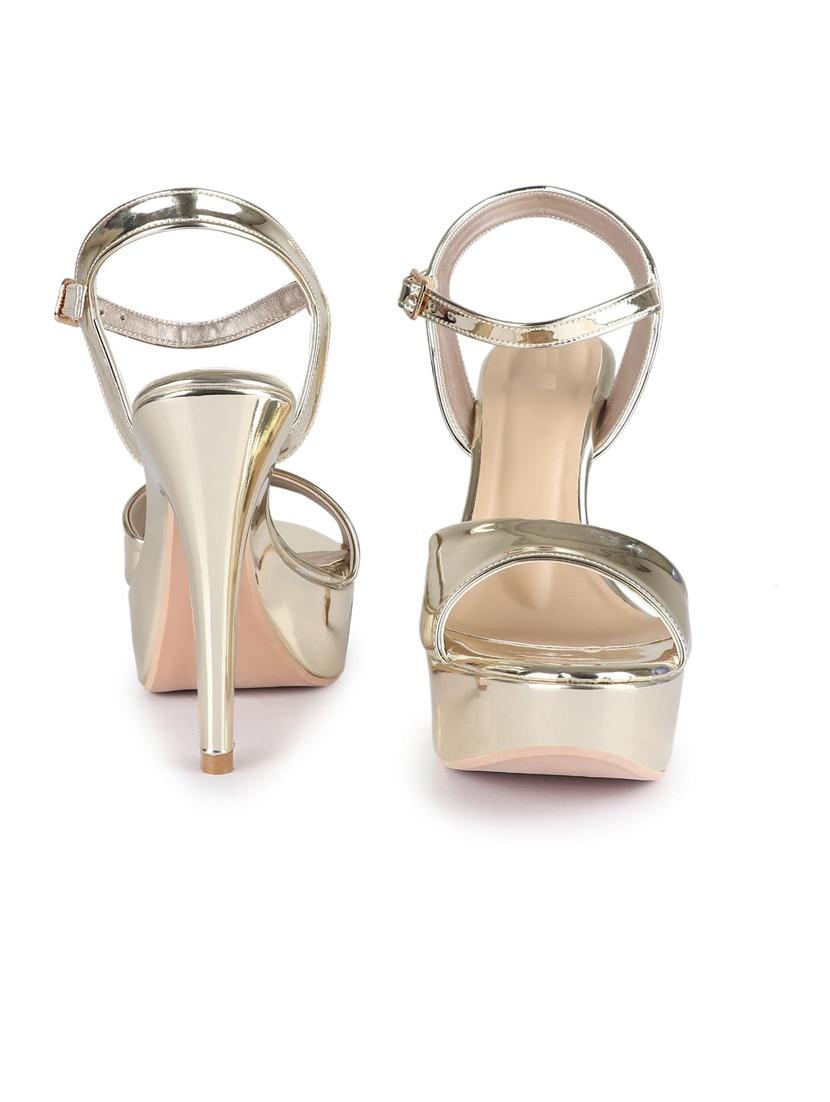 golden ankle strap sandal - 19129752 - Standard Image - 4
