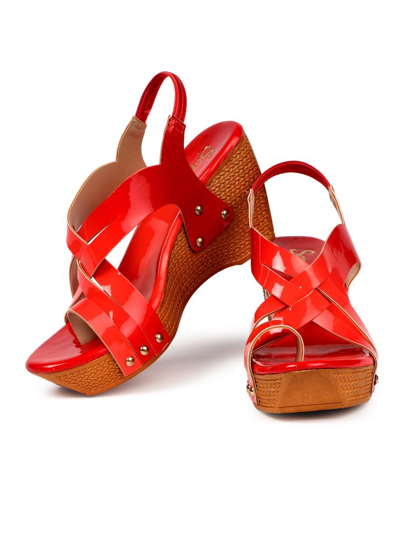 red back strap sandal - 19129784 - Standard Image - 4