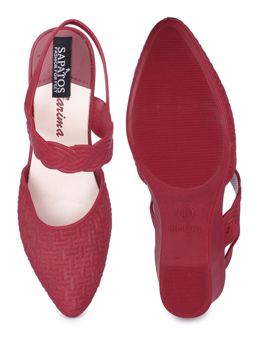 maroon back strap sandal - 19129795 - Standard Image - 4