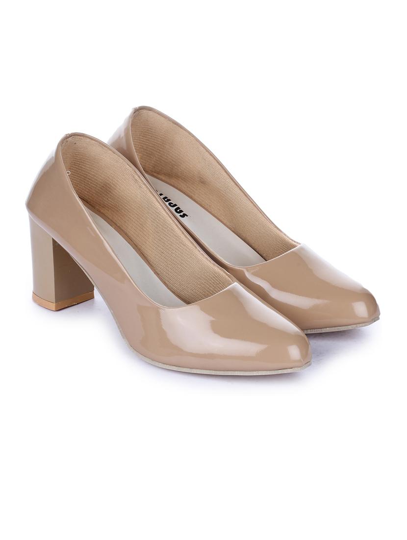 women tan block heel pumps - 19129801 - Standard Image - 1
