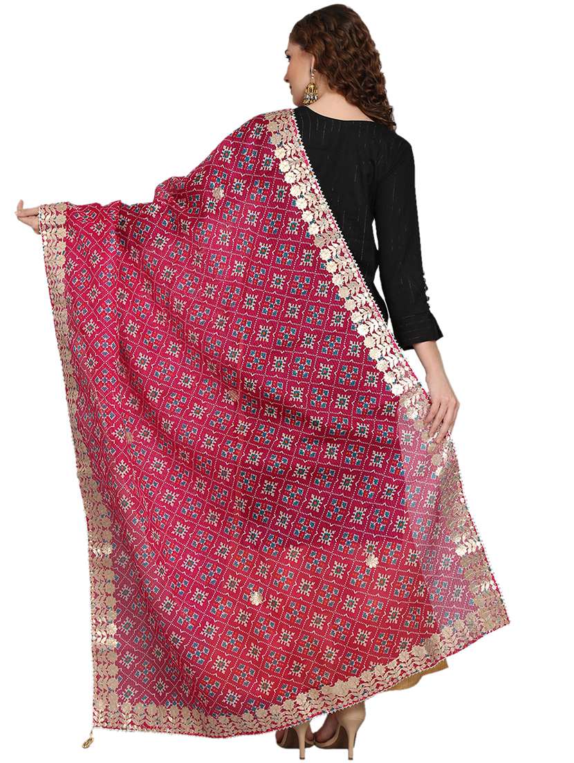 pink kota doria gota work dupatta - 19129966 -  Standard Image - 1