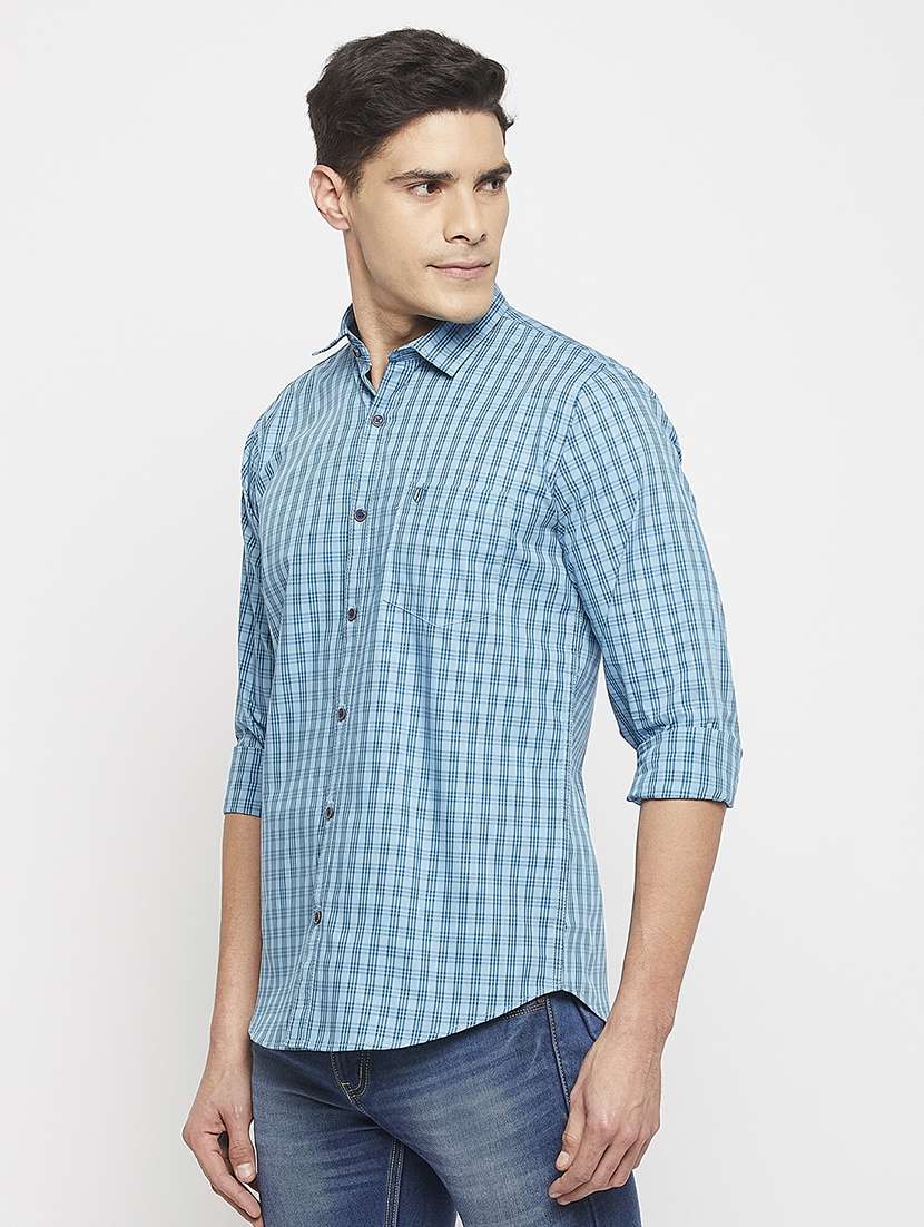 men long sleeves checkered casual shirt - 19131356 -  Standard Image - 1