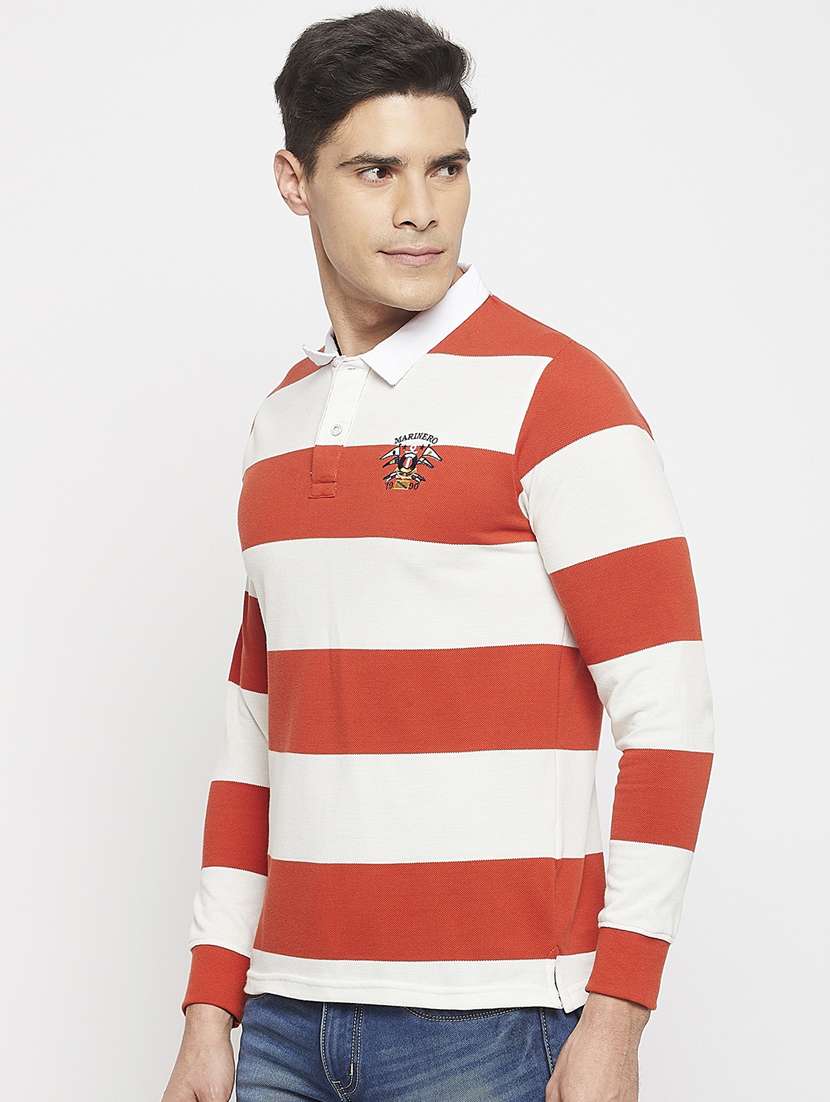 polo neck striped t-shirt  - 19131456 -  Standard Image - 1
