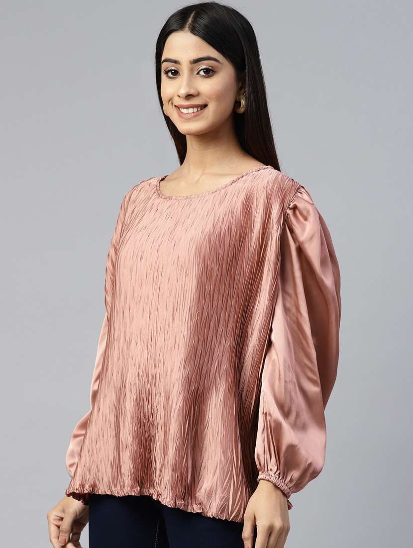 women's straight round neck top - 19132024 -  Standard Image - 1