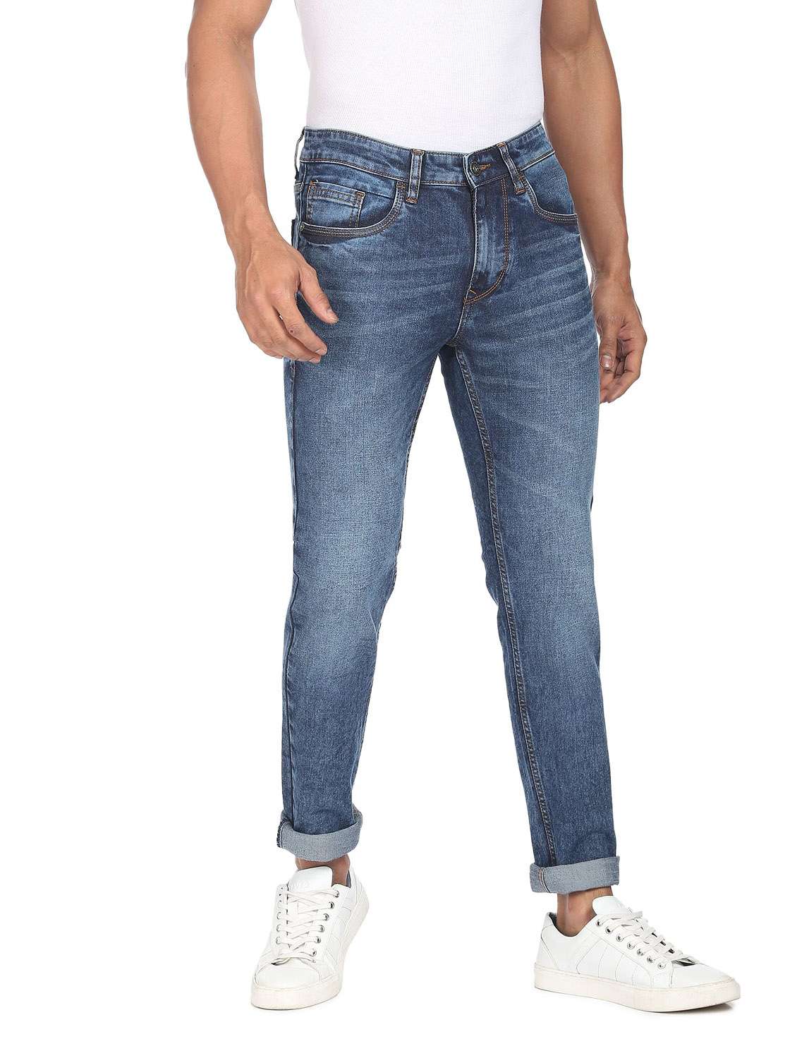 Mens Slim Fit Plain Jeans - 19132031 -  Standard Image - 1