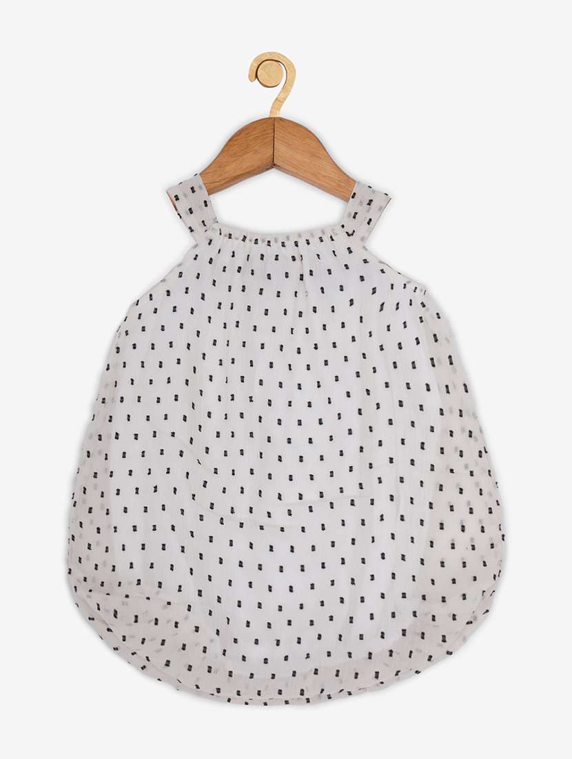 kids girls white printed romper