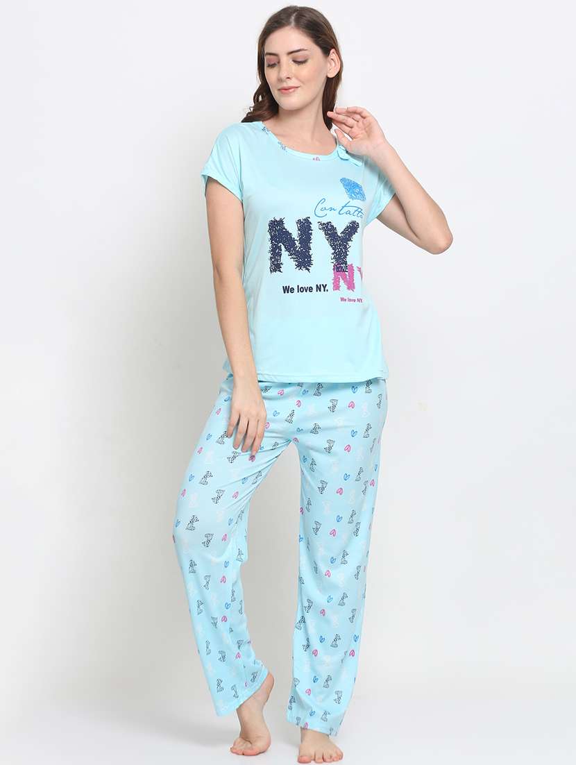 women printed night suit set  - 19136421 -  Standard Image - 1