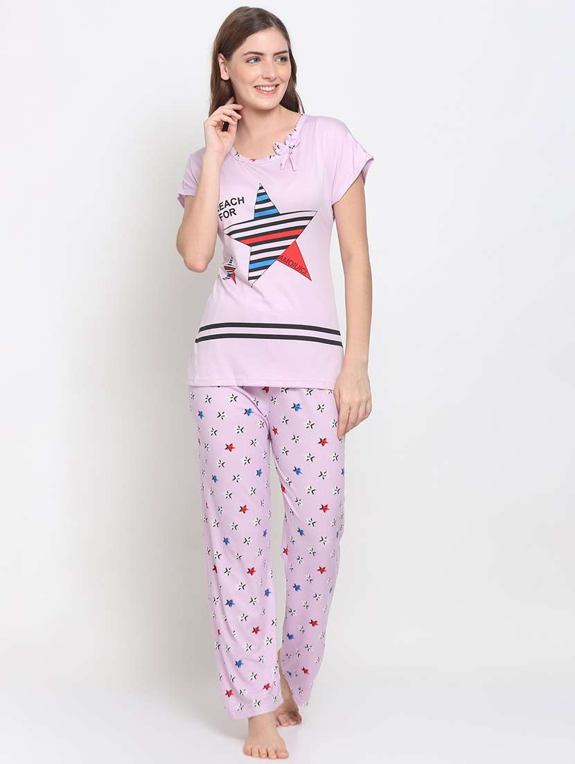 women printed night suit set  - 19136422 -  Standard Image - 1