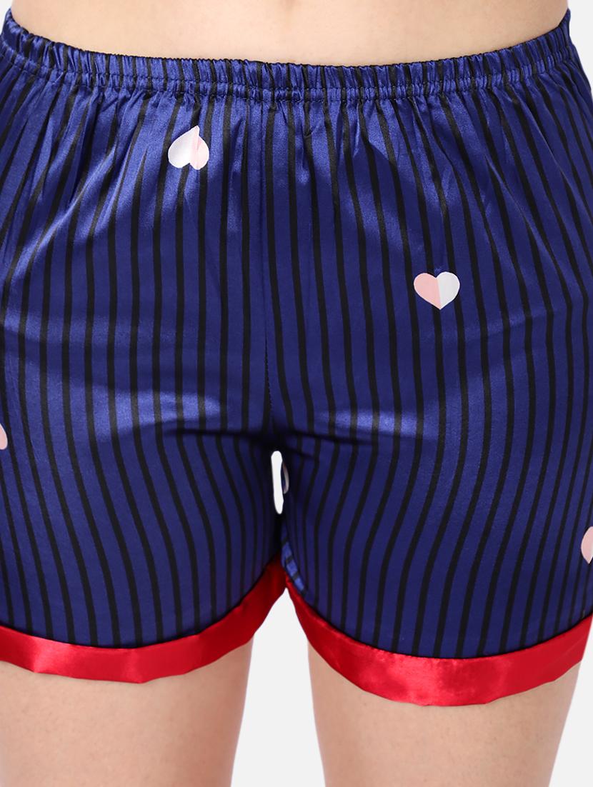 v-neck striped nightwear shorts set - 19136432 - Standard Image - 6