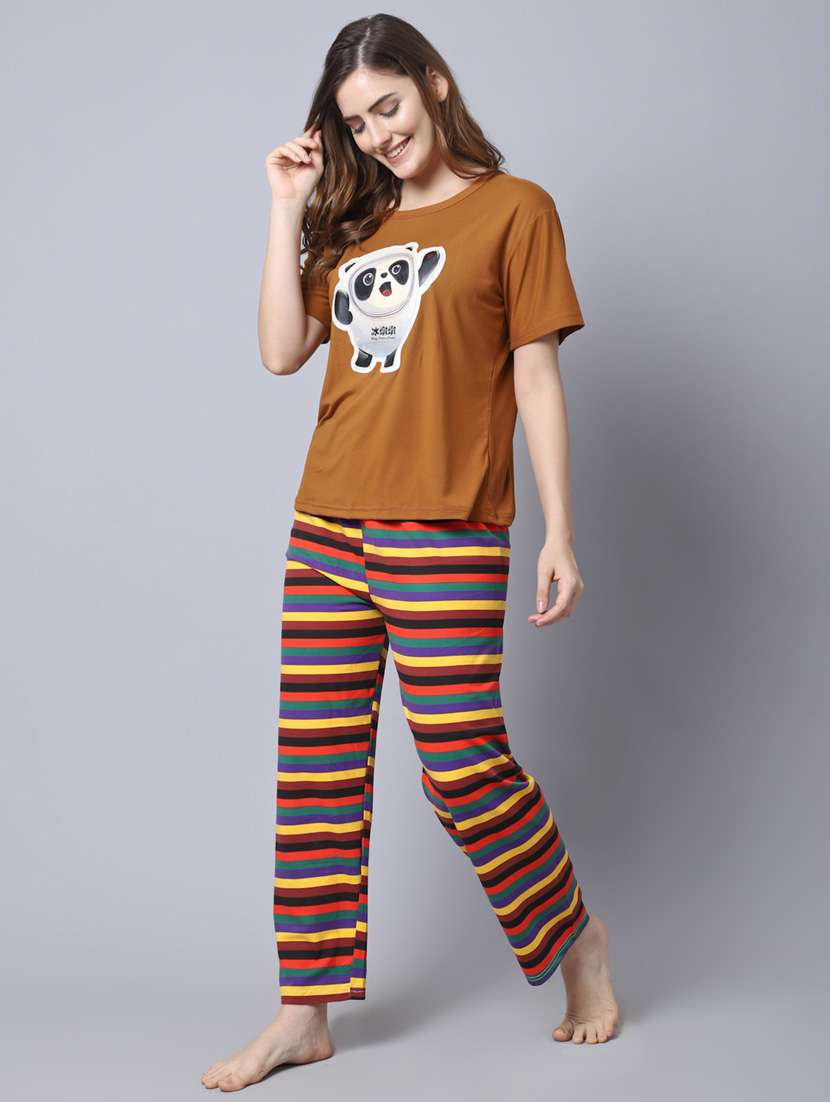 women printed night suit set  - 19136444 -  Standard Image - 1