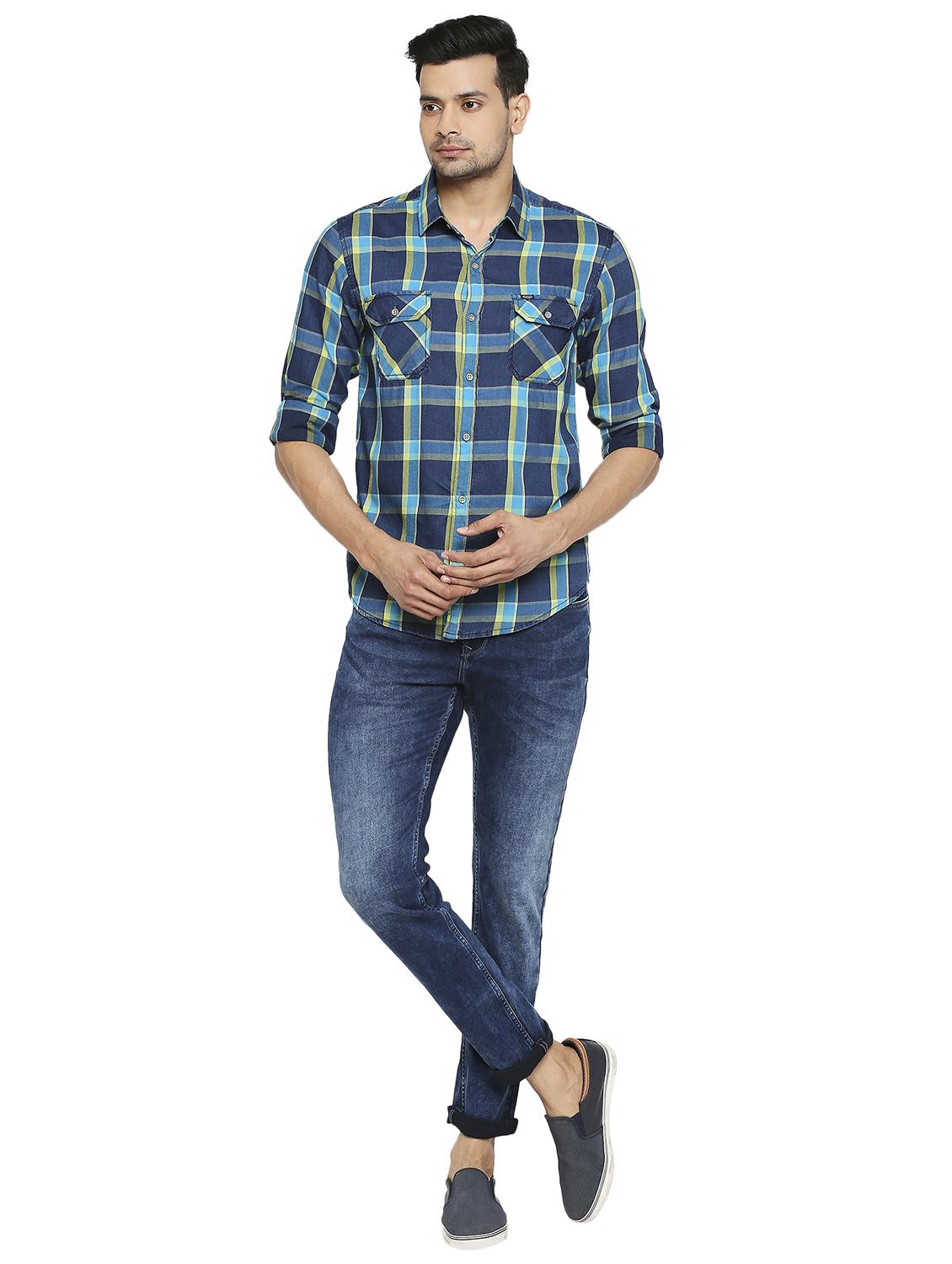 blue checkered casual shirt - 19137466 - Standard Image - 4