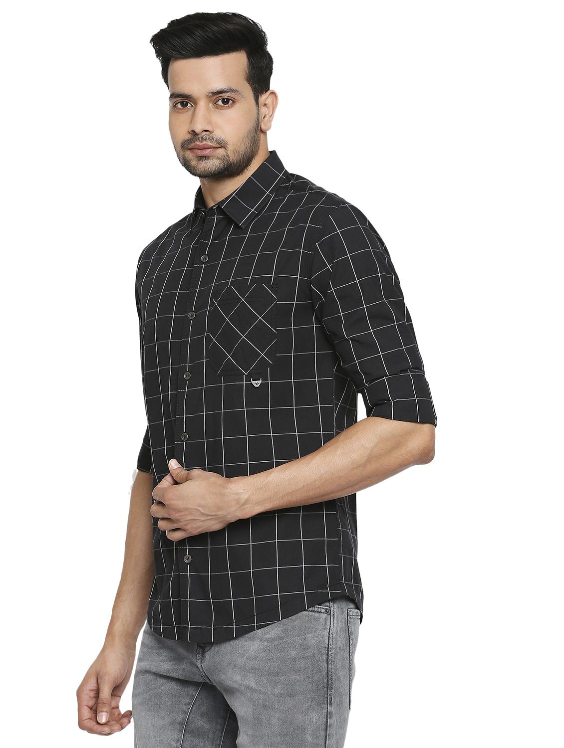 black checkered casual shirt - 19137478 - Standard Image - 1