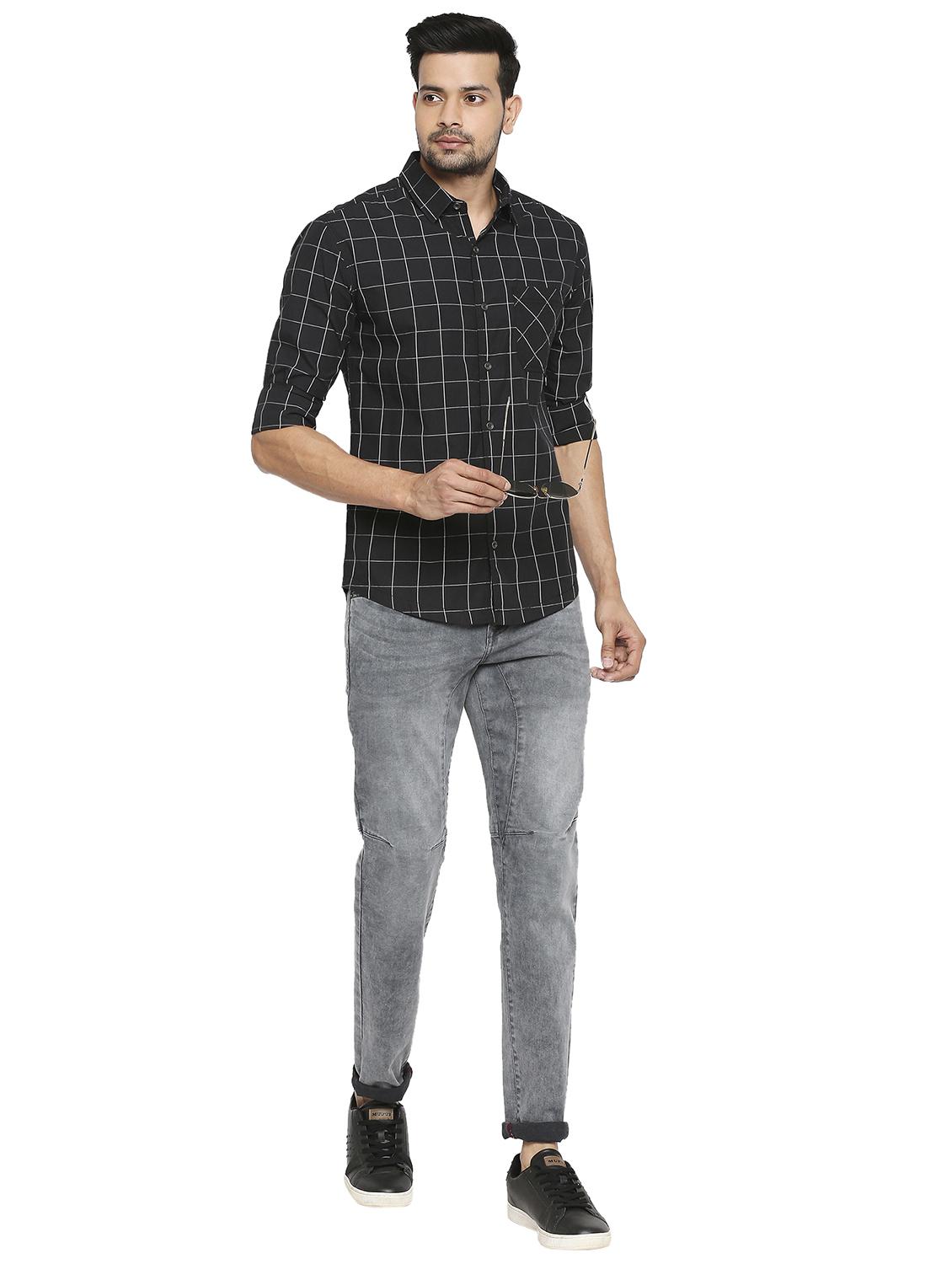 black checkered casual shirt - 19137478 - Standard Image - 4