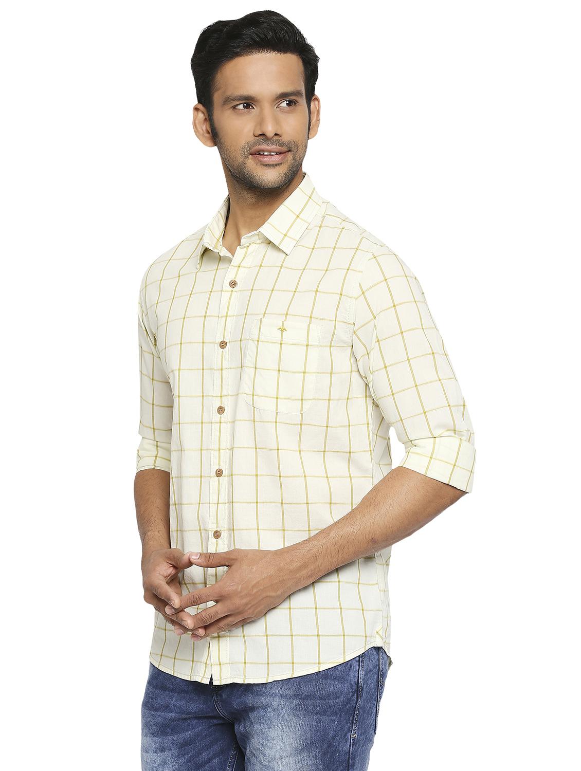 yellow checkered casual shirt - 19137483 - Standard Image - 1