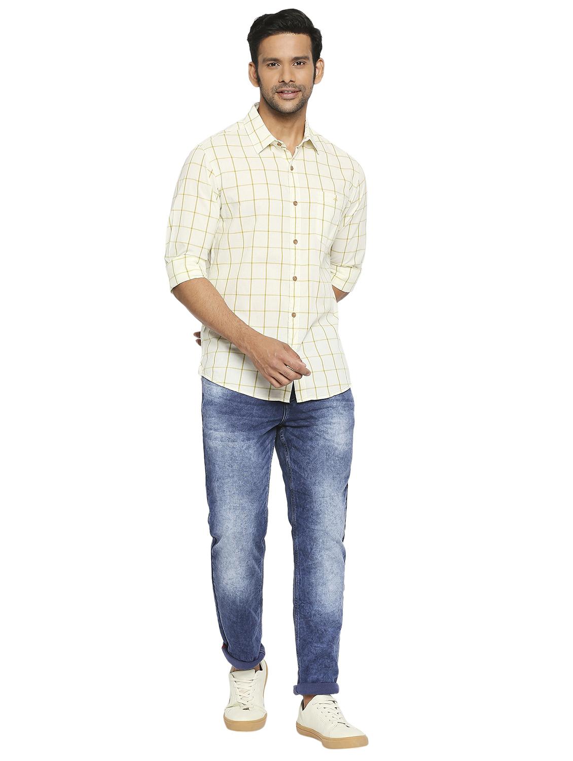 yellow checkered casual shirt - 19137483 - Standard Image - 4