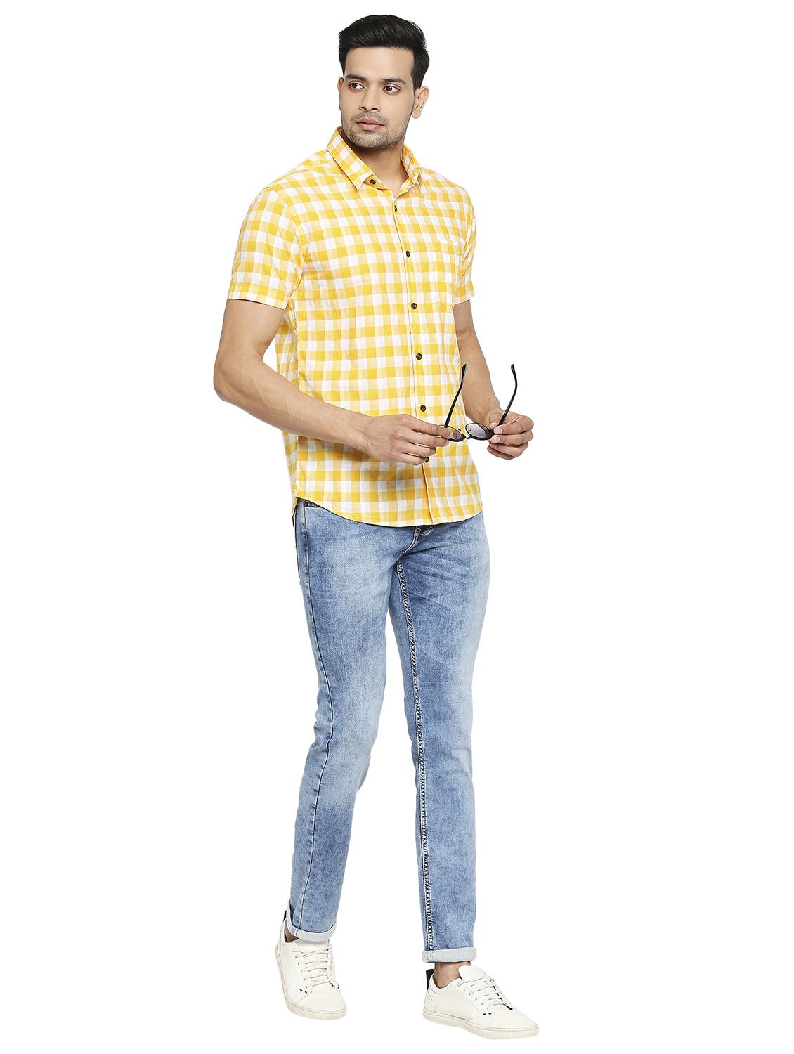 yellow checkered casual shirt - 19137484 - Standard Image - 4