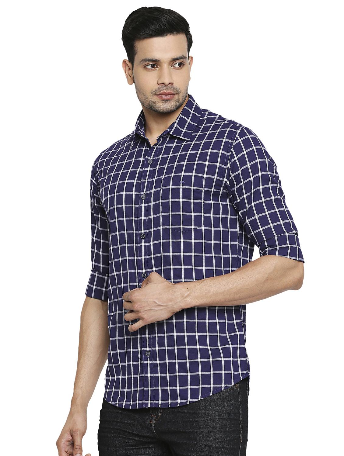 blue checkered casual shirt - 19137485 - Standard Image - 1