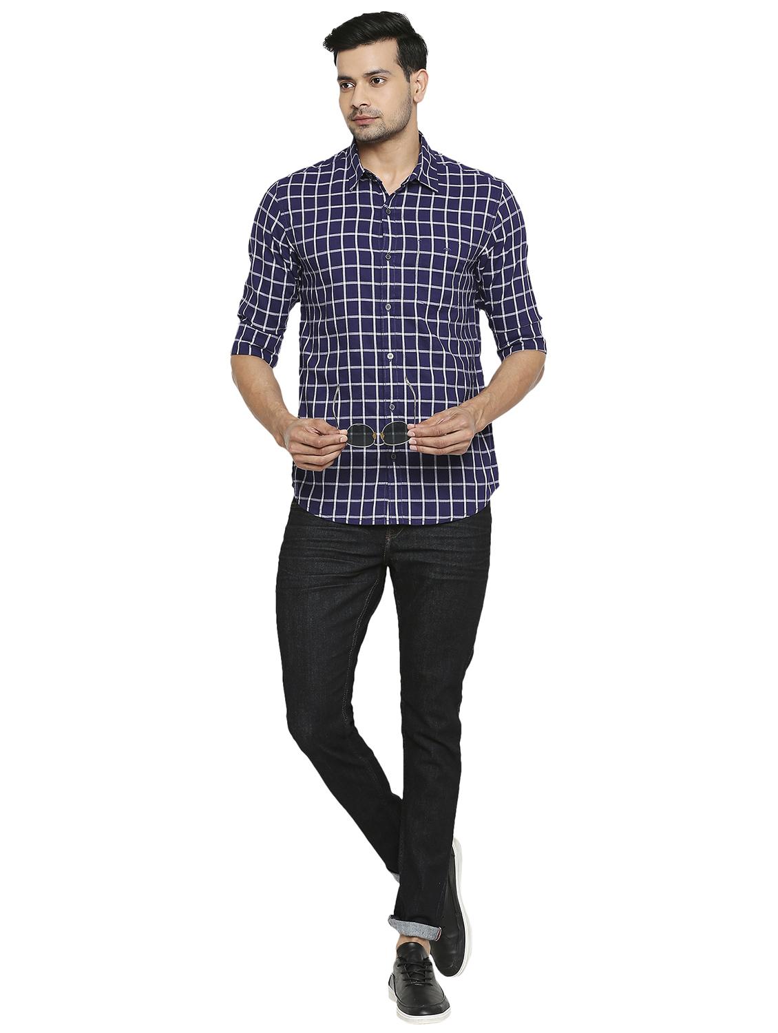 blue checkered casual shirt - 19137485 - Standard Image - 4