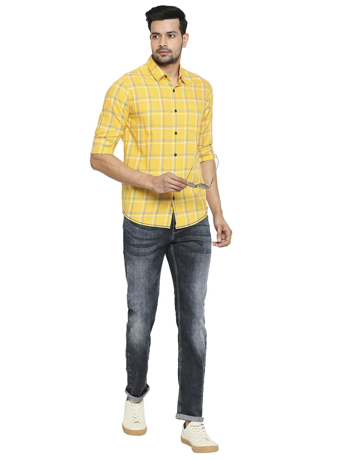 yellow checkered casual shirt - 19137486 - Standard Image - 4