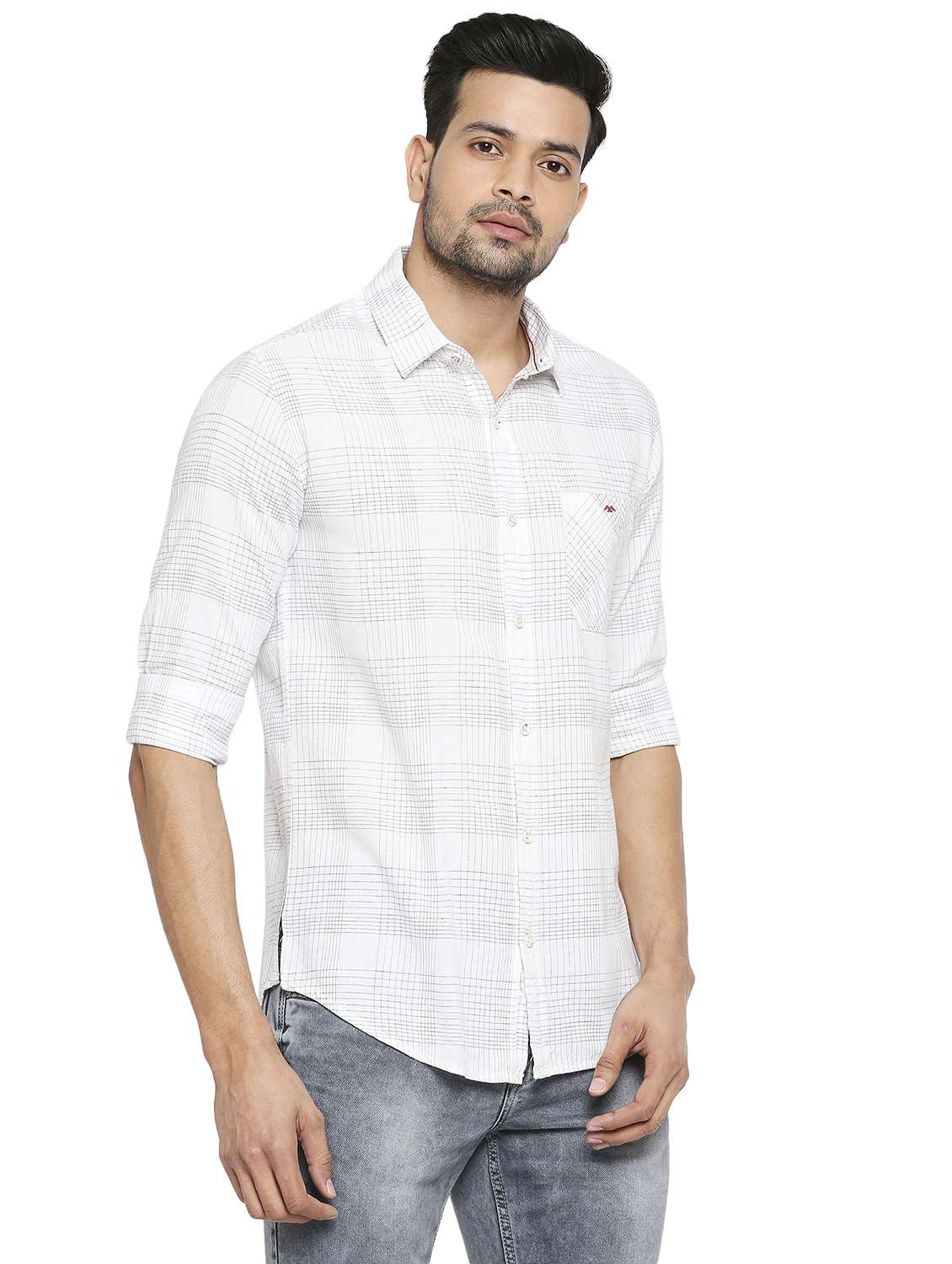 white checkered casual shirt - 19137493 -  Standard Image - 1