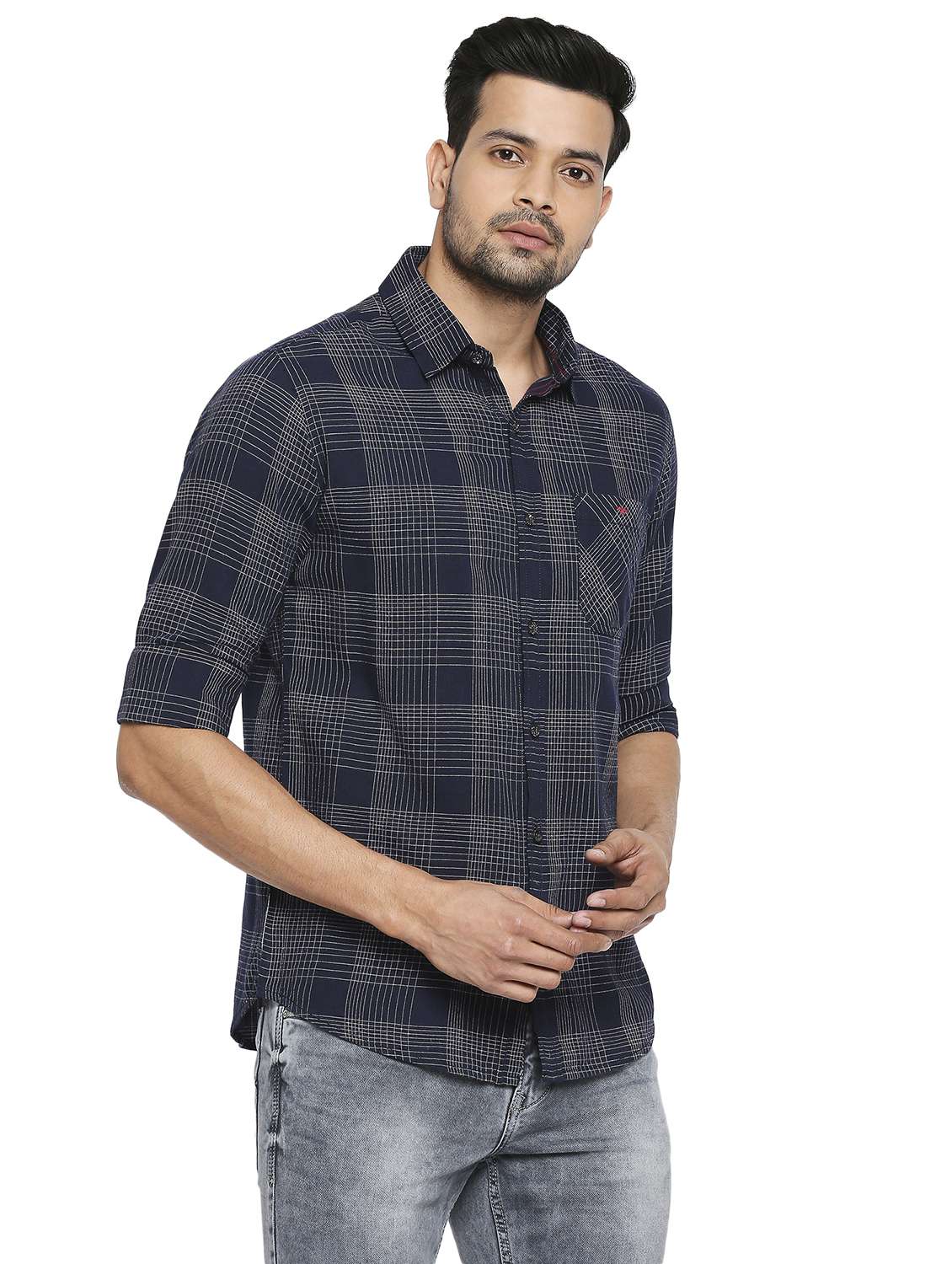 blue checkered casual shirt - 19137494 -  Standard Image - 1