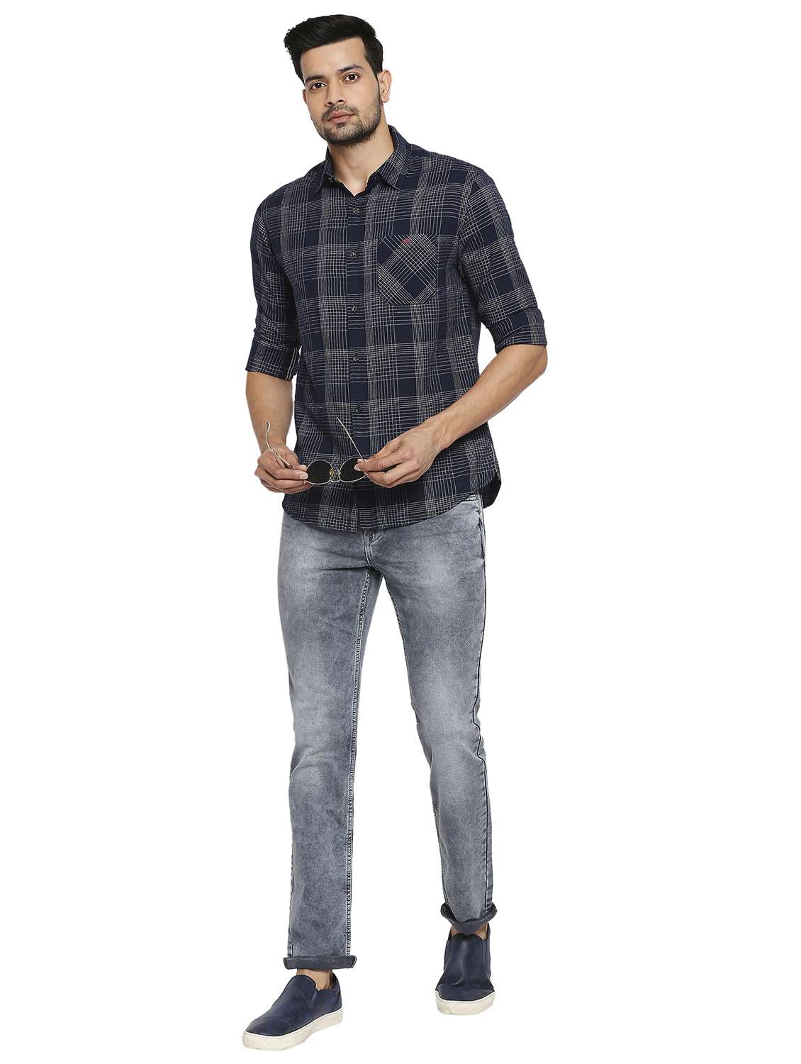 blue checkered casual shirt - 19137494 -  Standard Image - 4