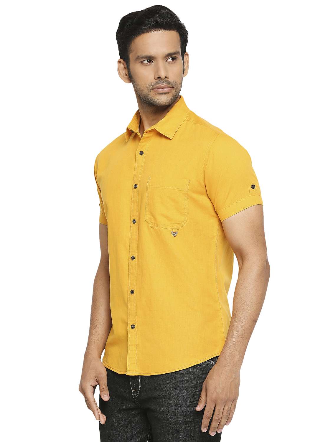 yellow solid casual shirt - 19137547 -  Standard Image - 1