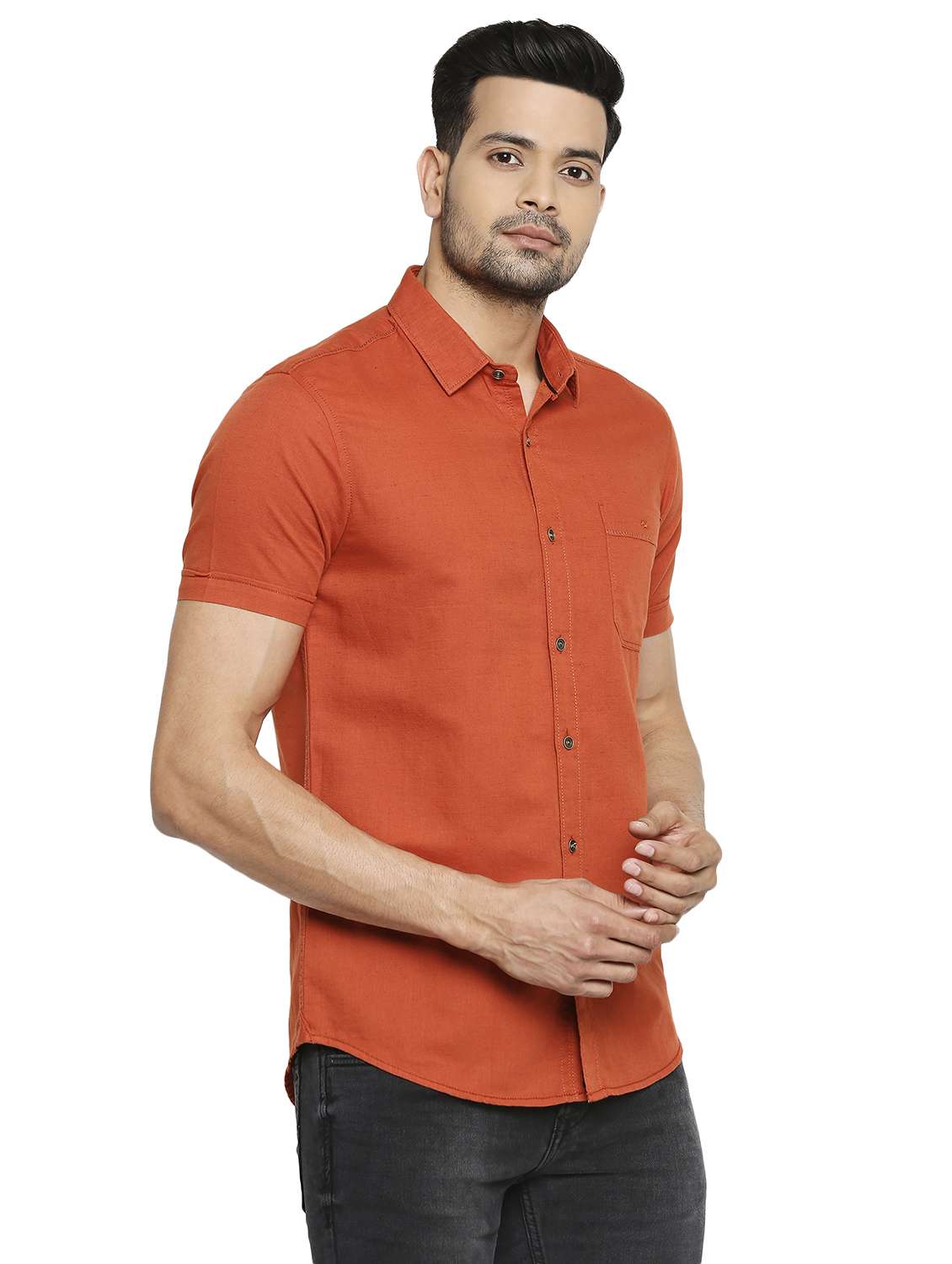 red solid casual shirt - 19137548 -  Standard Image - 1