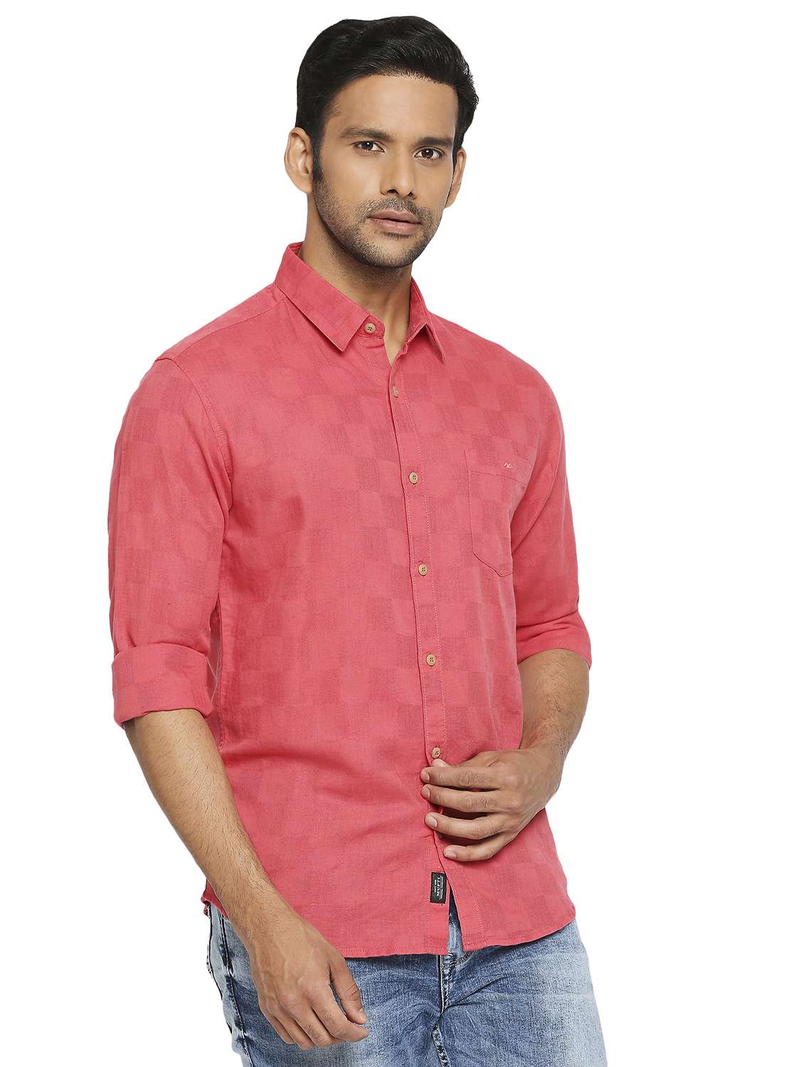 pink solid casual shirt - 19137553 -  Standard Image - 1