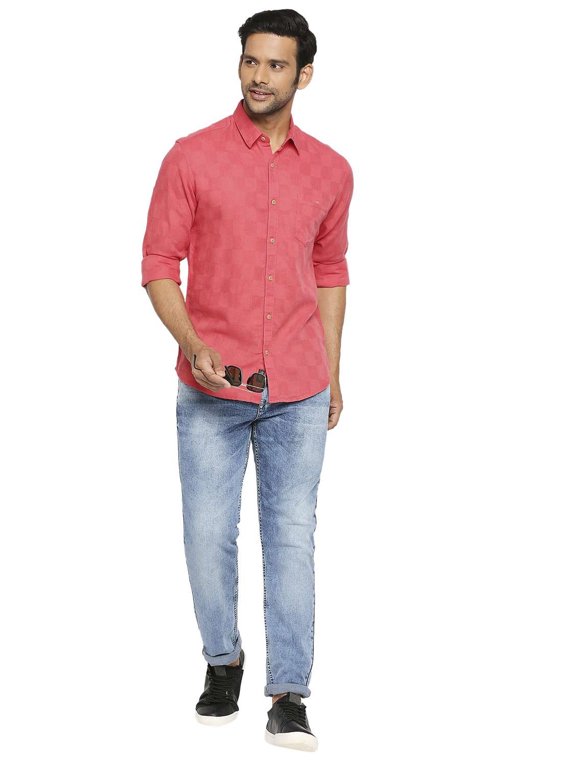 pink solid casual shirt - 19137553 -  Standard Image - 4