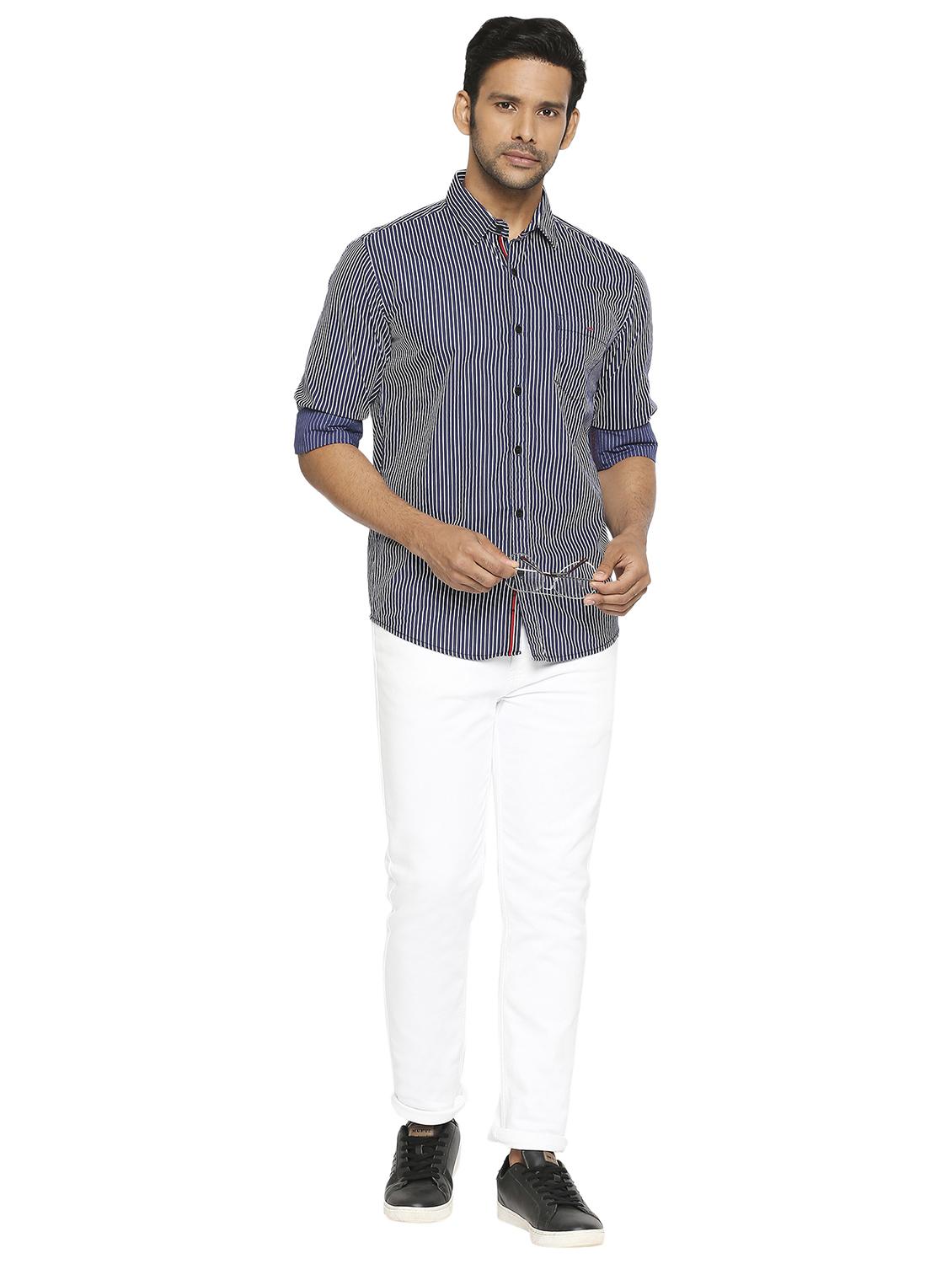 blue striped casual shirt - 19137563 - Standard Image - 4