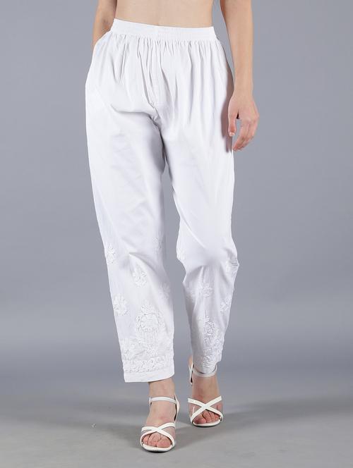 white solid straight tapered pant - 19138329 - Standard Image - 0