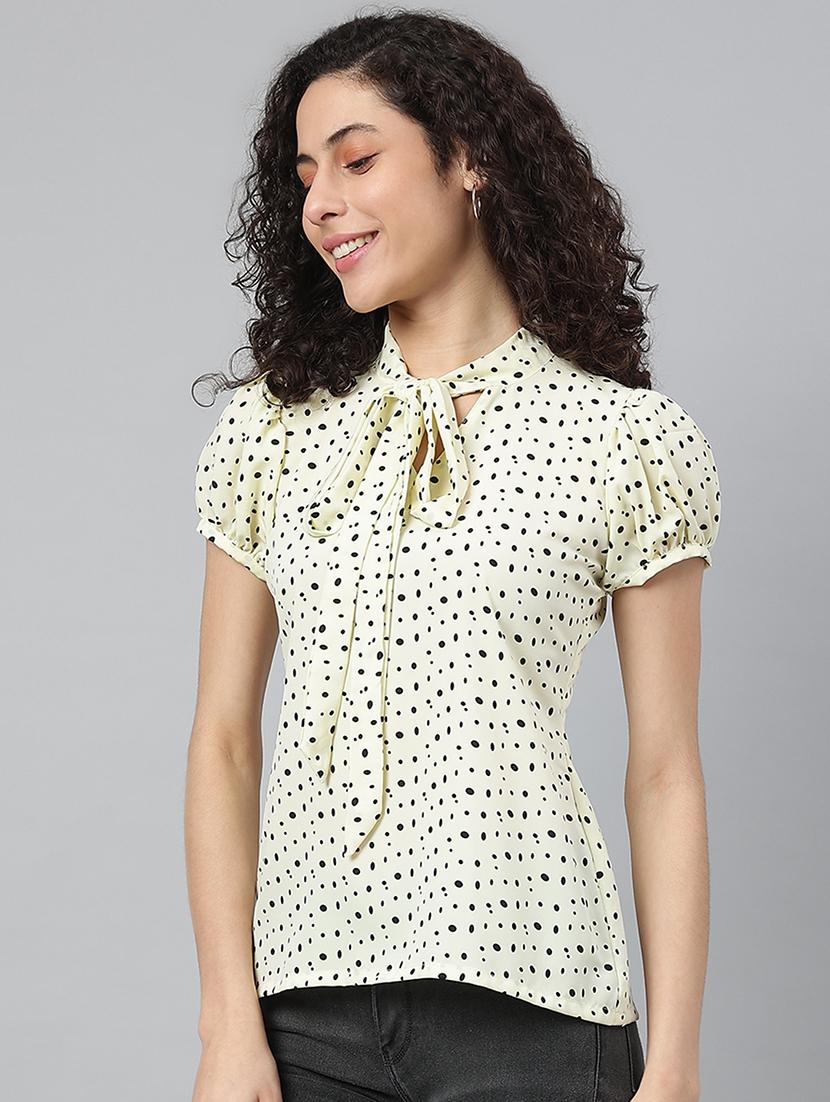 women's blouson key hole neck top - 19138383 -  Standard Image - 1