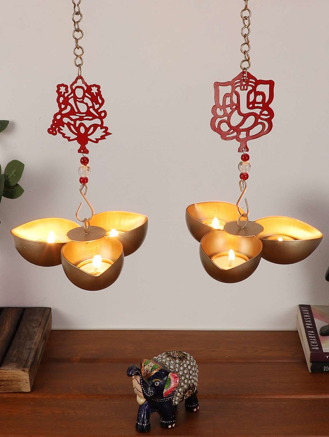 gold tealight holder set